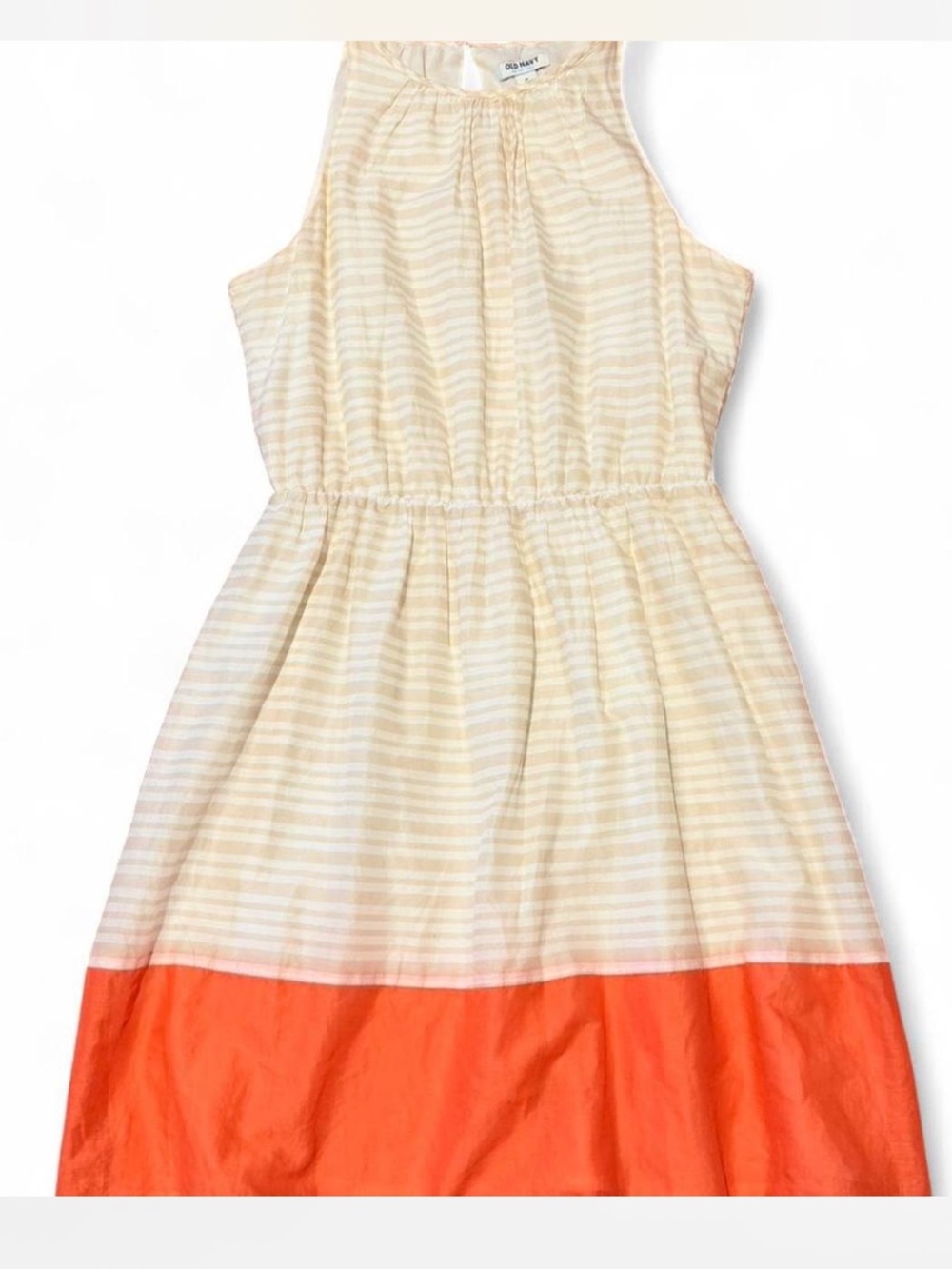 Old Navy Cream and Orange Halter-Style womens Dress